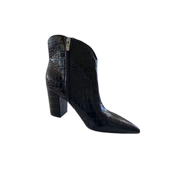 Nine West Womens Black Snakeskin Ankle Pointed Toe Chunky Heeled Boots Size 9.5 - Picture 6 of 7